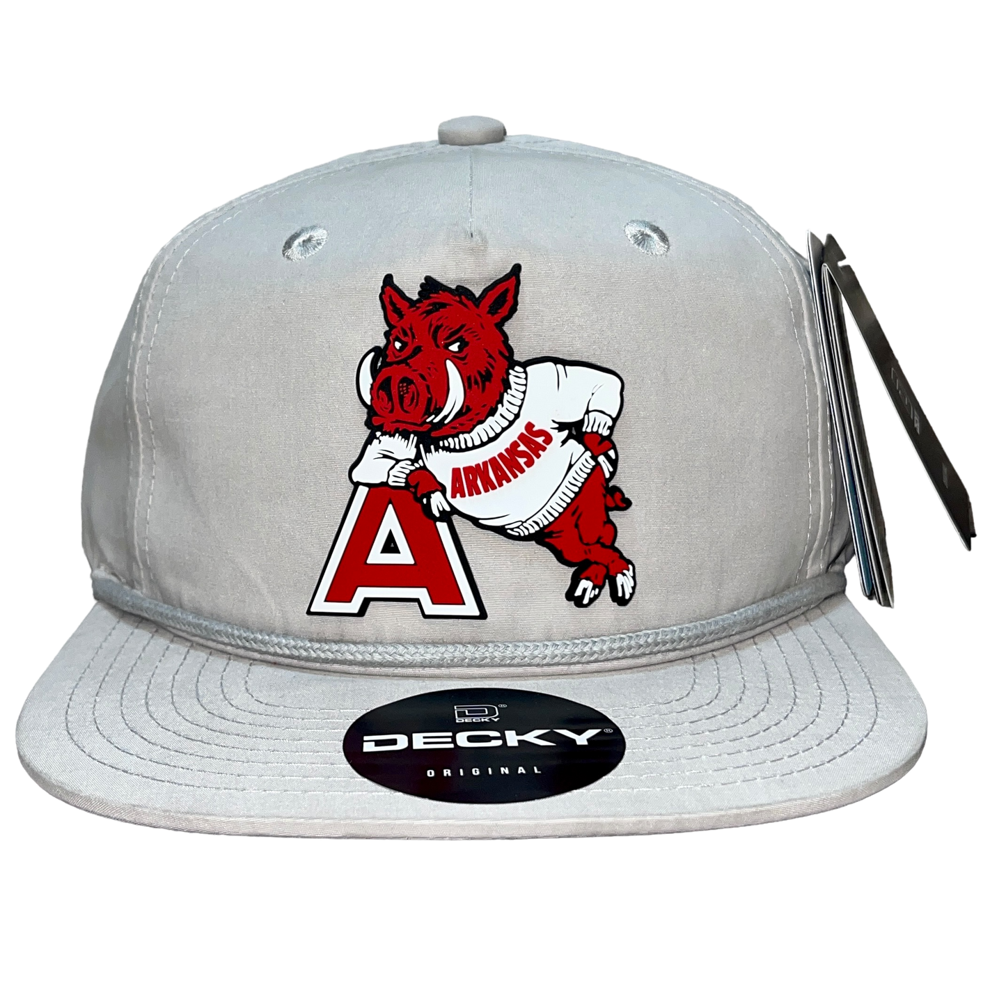 Arkansas Razorbacks- Leaning A 3D Classic Rope Hat- Grey - Ten Gallon Hat Co.