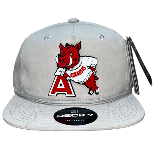 Arkansas Razorbacks- Leaning A 3D Classic Rope Hat- Grey - Ten Gallon Hat Co.