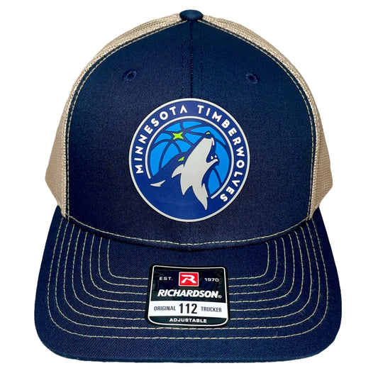 Minnesota Timberwolves 3D Snapback Trucker Hat- Navy/ Tan - Ten Gallon Hat Co.