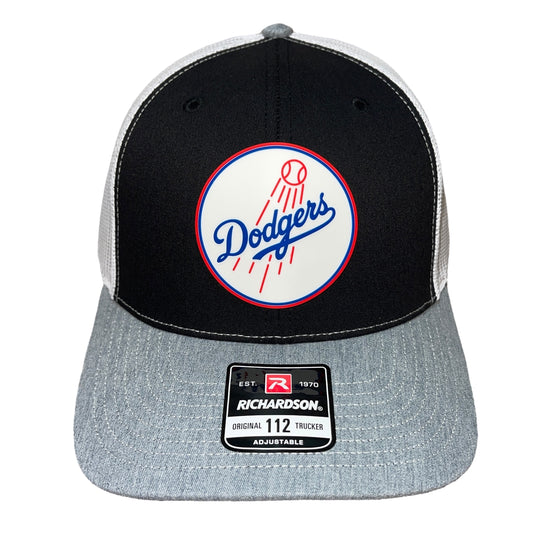 Los Angeles Dodgers 3D Snapback Trucker Hat- Black/ White/ Heather Grey - Ten Gallon Hat Co.