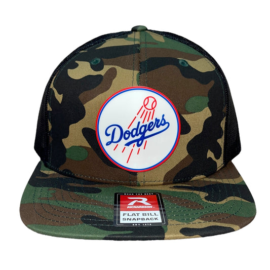 Los Angeles Dodgers 3D Wool Blend Flat Bill Hat- Army Camo/ Black - Ten Gallon Hat Co.