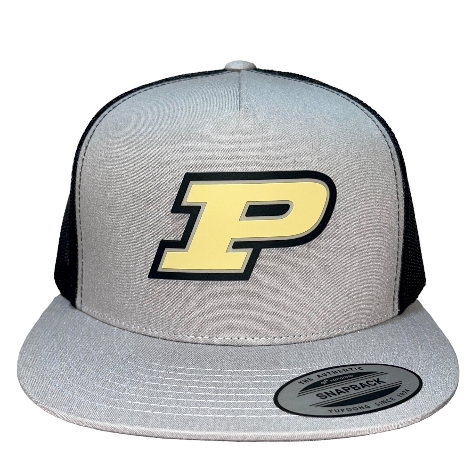 Purdue Boilermakers 3D YP Snapback Flat Bill Trucker Hat- Silver/ Black - Ten Gallon Hat Co.