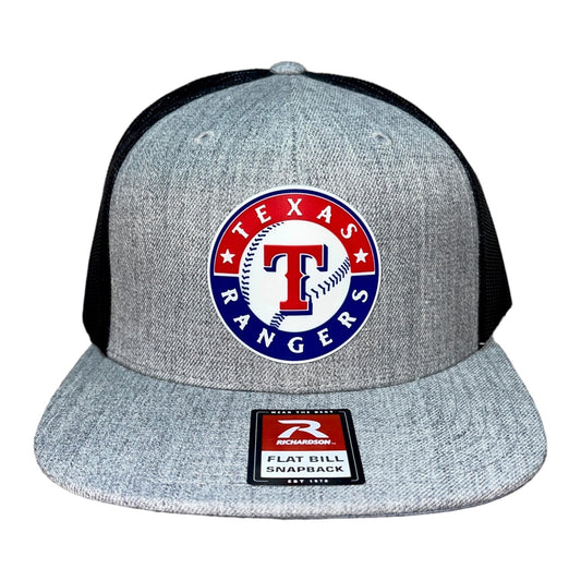 Texas Rangers 3D Wool Blend Flat Bill Hat- Heather Grey/ Black