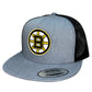 Boston Bruins 3D YP Snapback Flat Bill Trucker Hat- Heather Grey/ Black - Ten Gallon Hat Co.