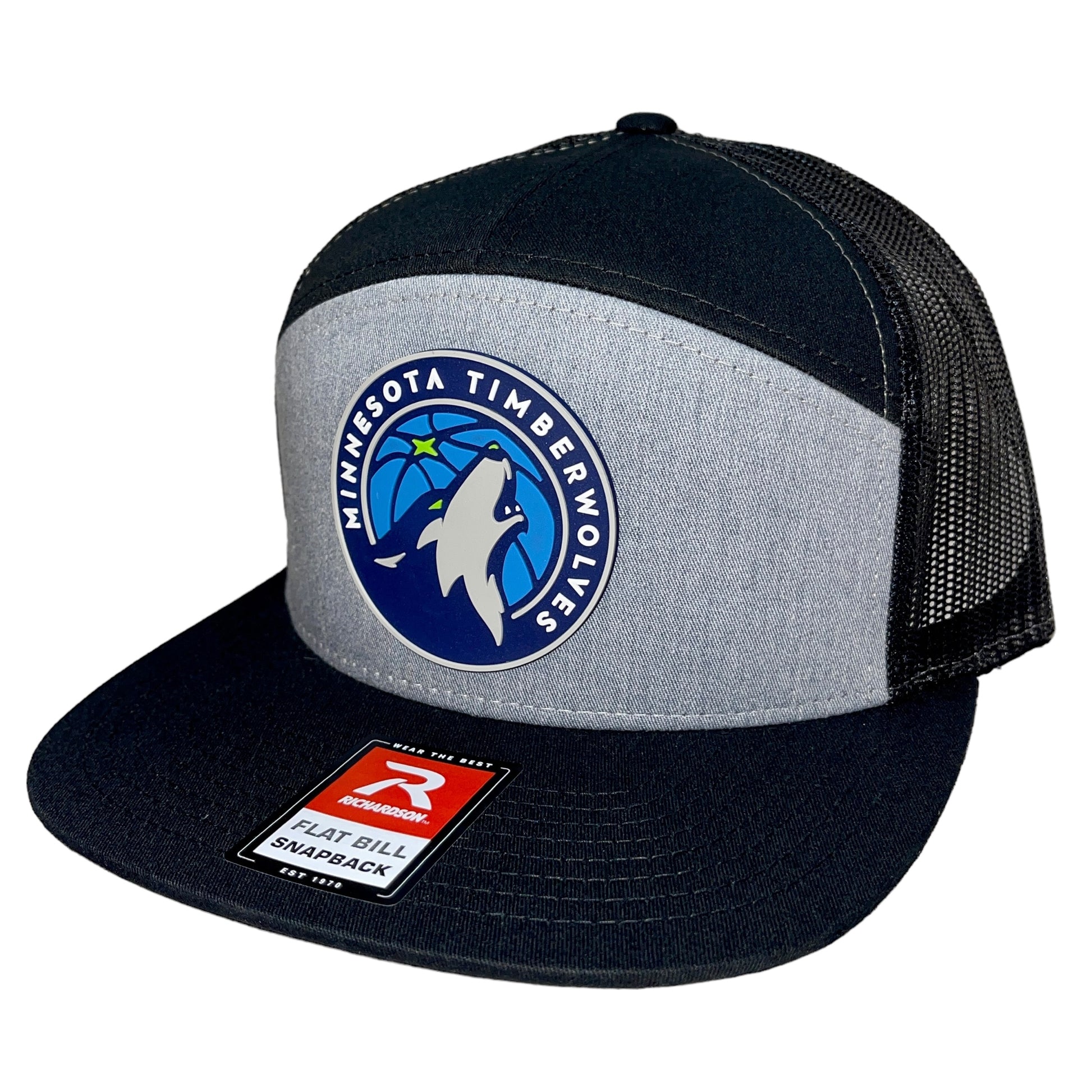 Minnesota Timberwolves 3D Snapback Seven-Panel Flat Bill Trucker Hat- Heather Grey/ Black - Ten Gallon Hat Co.