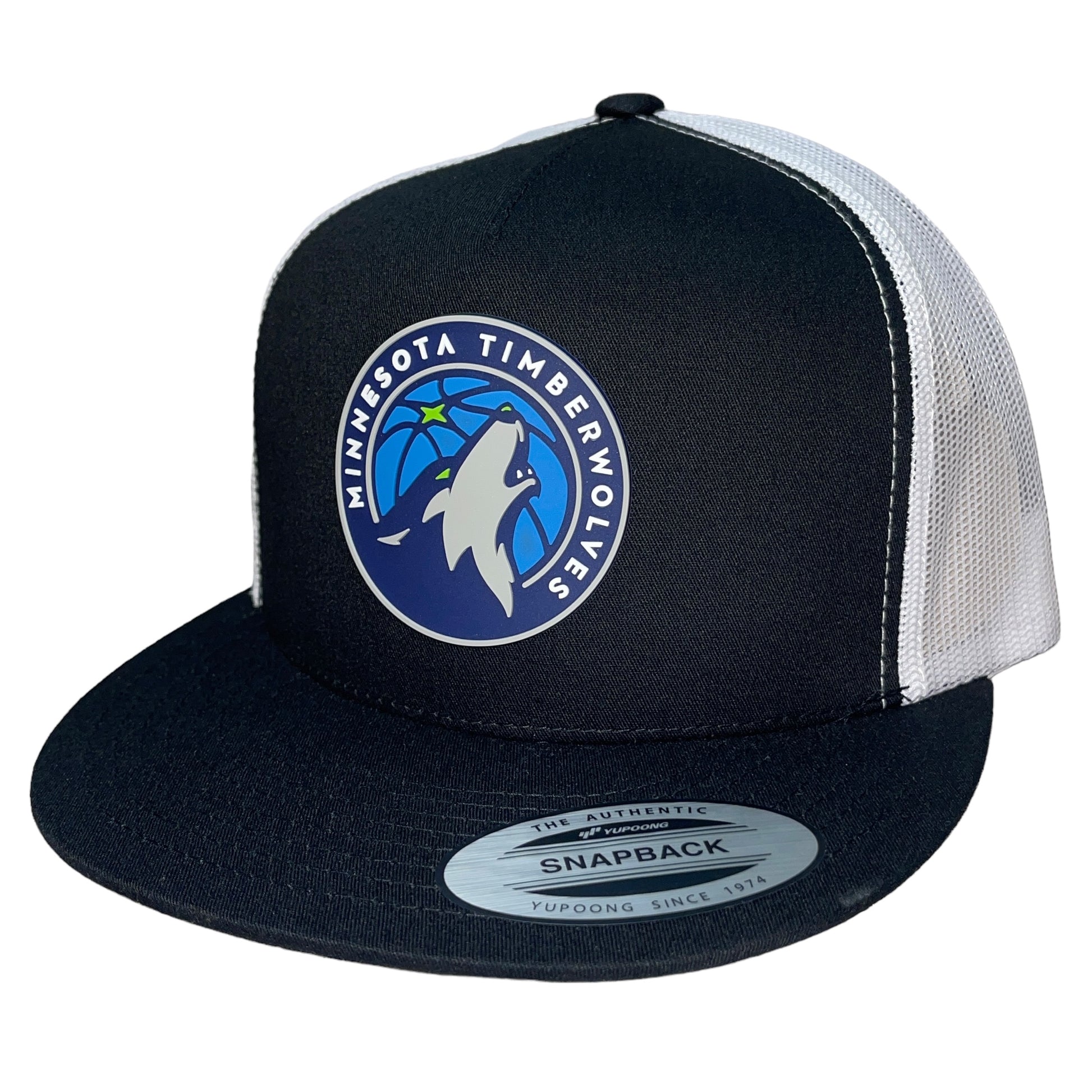 Minnesota Timberwolves 3D YP Snapback Flat Bill Trucker Hat- Black/ White - Ten Gallon Hat Co.