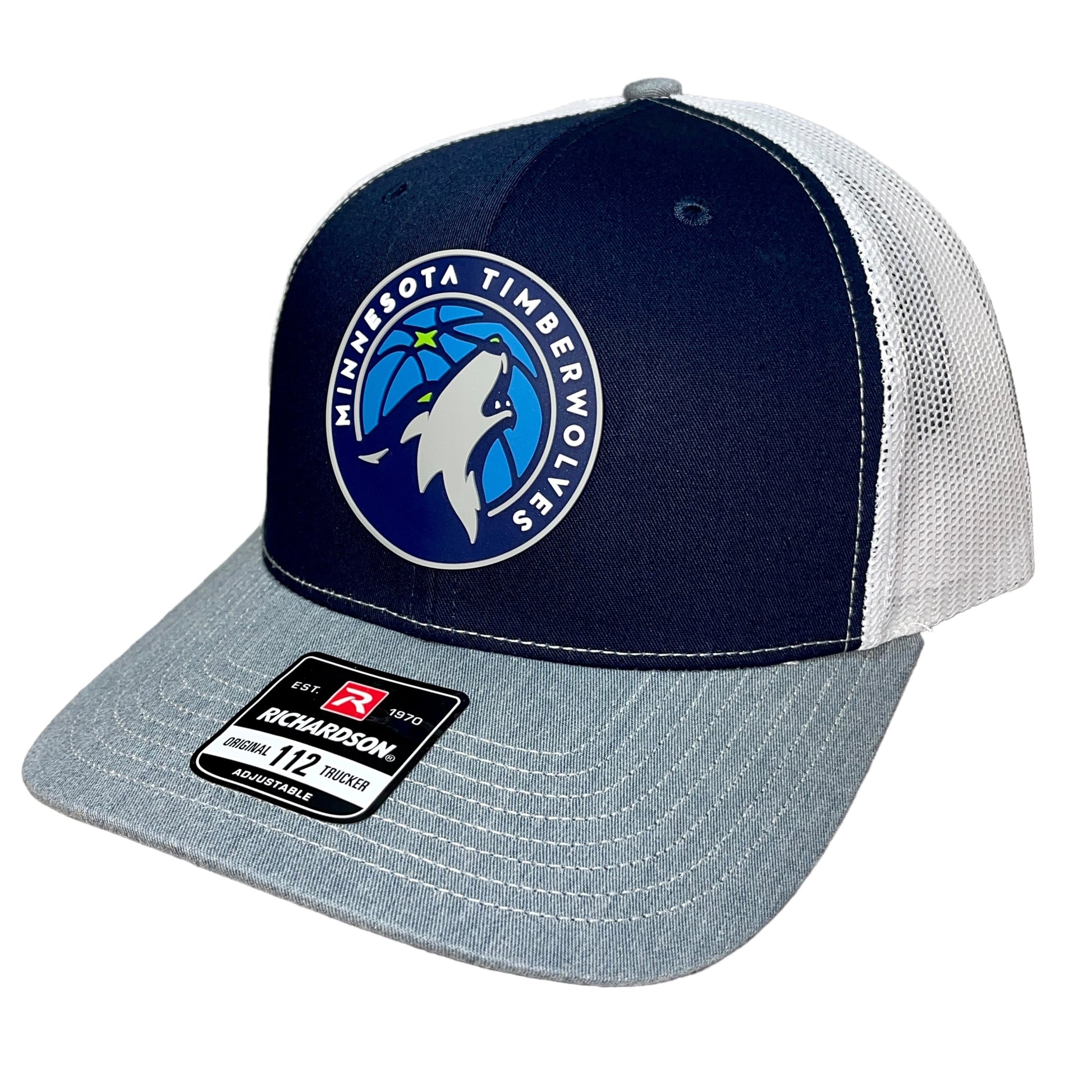 Minnesota Timberwolves 3D Snapback Trucker Hat- Navy/ White/ Grey - Ten Gallon Hat Co.