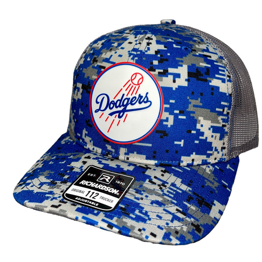 Los Angeles Dodgers 3D Snapback Trucker Hat- Royal Digital Camo - Ten Gallon Hat Co.