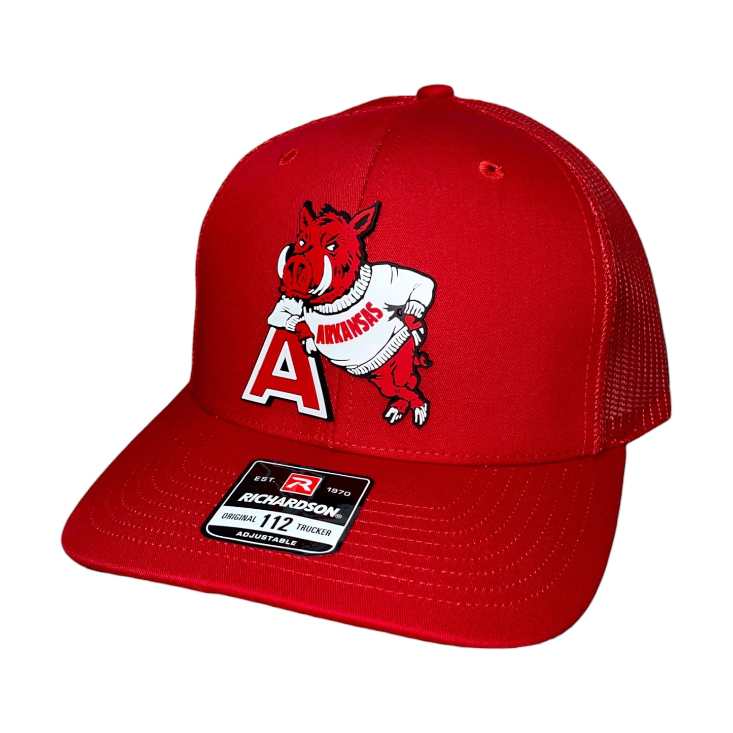 Arkansas Razorbacks- Leaning A 3D Snapback Trucker Hat- Red