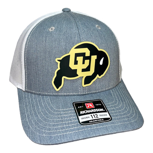 Colorado Buffaloes 3D Snapback Trucker Hat- Heather Grey/ White