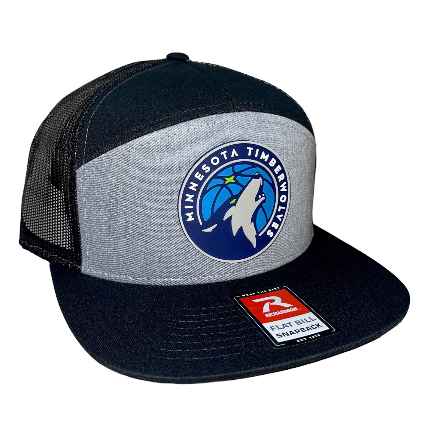 Minnesota Timberwolves 3D Snapback Seven-Panel Flat Bill Trucker Hat- Heather Grey/ Black - Ten Gallon Hat Co.