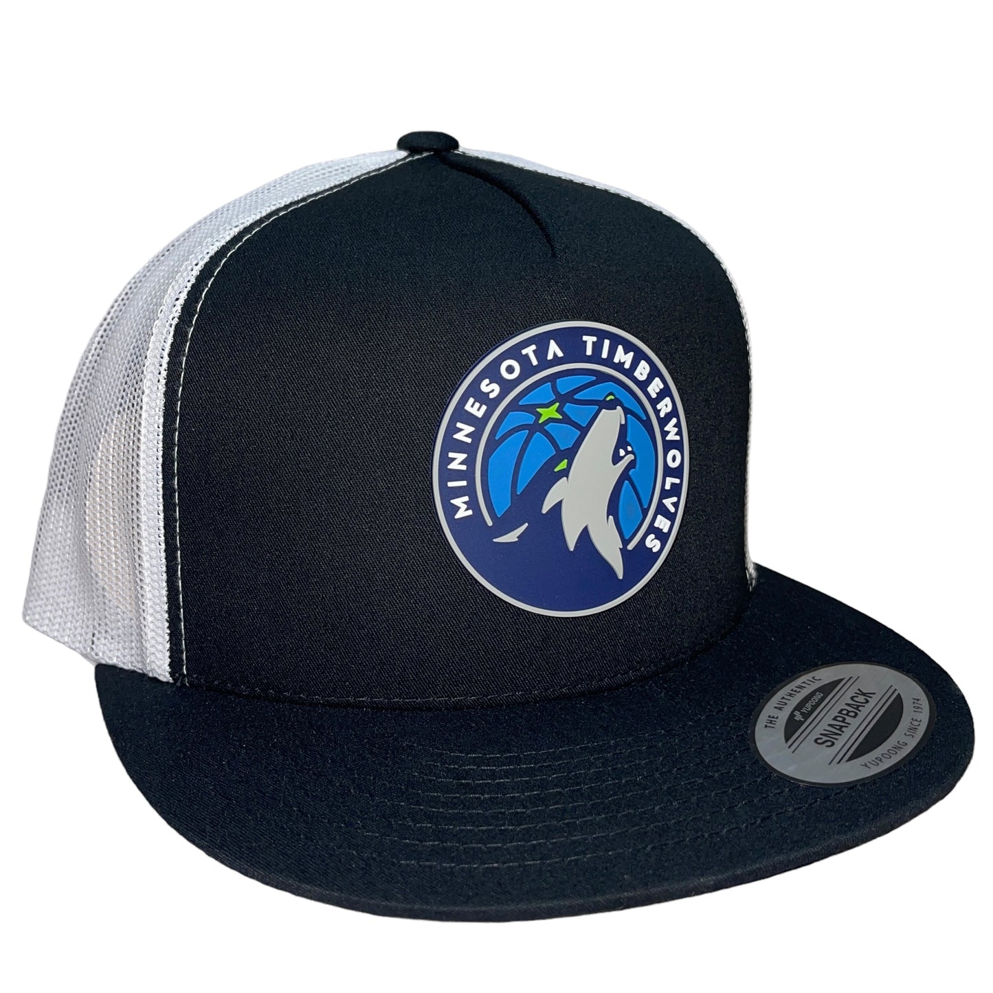 Minnesota Timberwolves 3D YP Snapback Flat Bill Trucker Hat- Black/ White - Ten Gallon Hat Co.