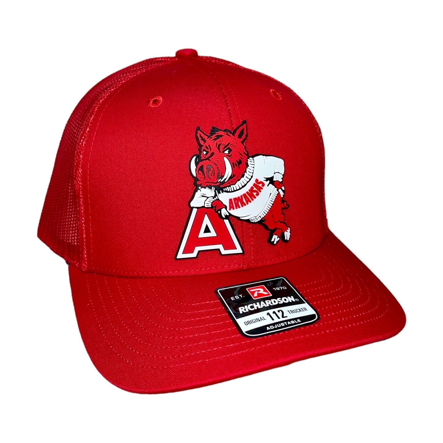 Arkansas Razorbacks- Leaning A 3D Snapback Trucker Hat- Red