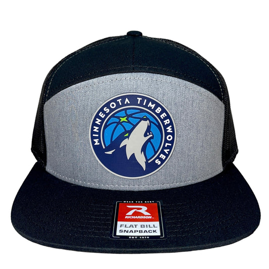 Minnesota Timberwolves 3D Snapback Seven-Panel Flat Bill Trucker Hat- Heather Grey/ Black - Ten Gallon Hat Co.