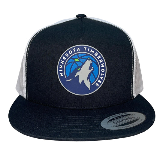 Minnesota Timberwolves 3D YP Snapback Flat Bill Trucker Hat- Black/ White - Ten Gallon Hat Co.