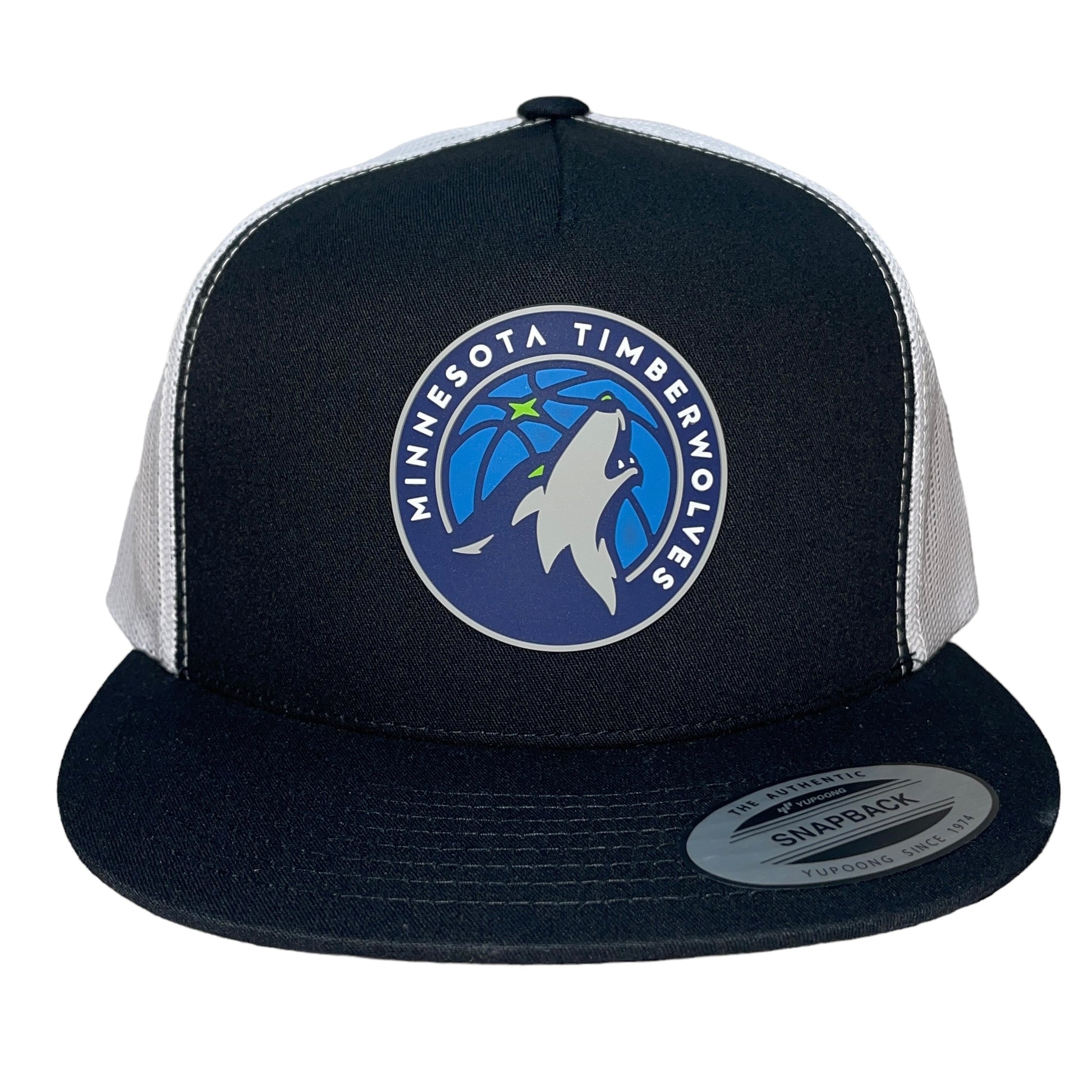 Minnesota Timberwolves 3D YP Snapback Flat Bill Trucker Hat- Black/ White - Ten Gallon Hat Co.