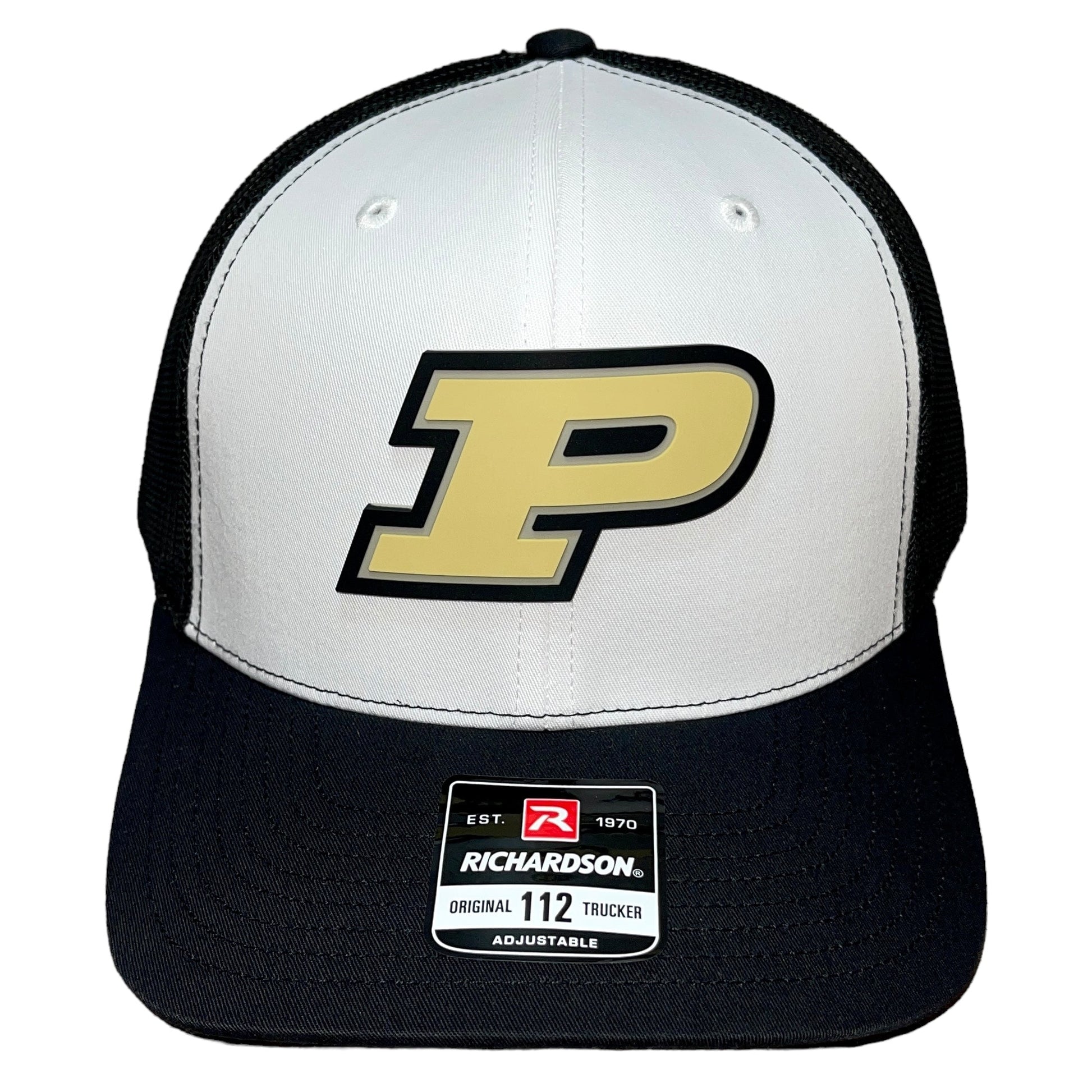 Purdue Boilermakers 3D Snapback Trucker Hat- White/ Black - Ten Gallon Hat Co.