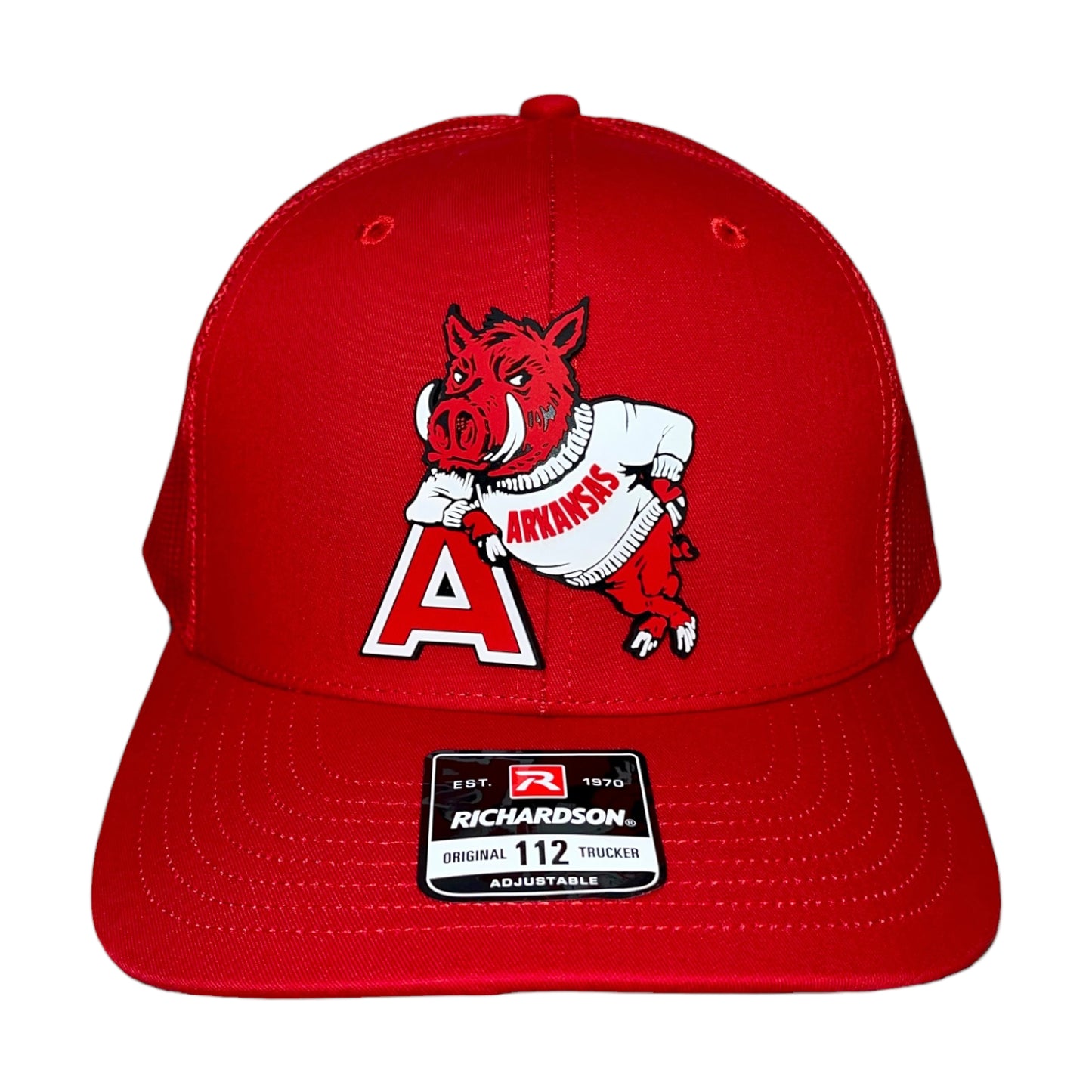 Arkansas Razorbacks- Leaning A 3D Snapback Trucker Hat- Red