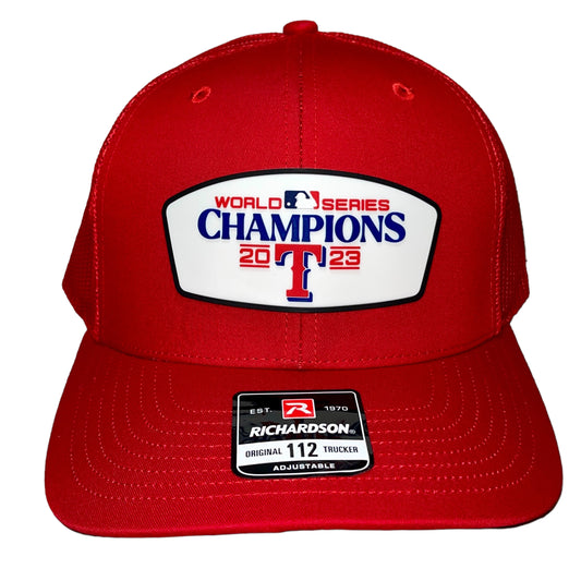 Texas Rangers 2023 World Series Champions 3D Snapback Trucker Hat- Red