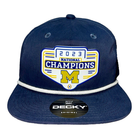 Michigan Wolverines 2023 National Champions 3D Classic Rope Hat- Navy/ White