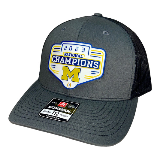 Michigan Wolverines 2023 National Champions 3D Snapback Trucker Hat- Charcoal/ Black