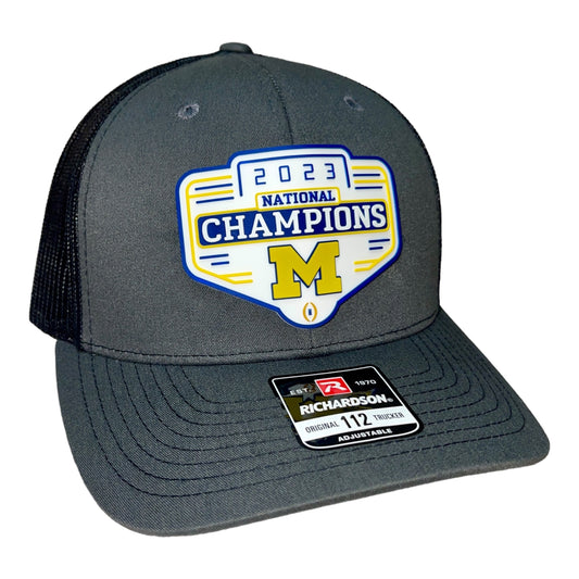 Michigan Wolverines 2023 National Champions 3D Snapback Trucker Hat- Charcoal/ Black