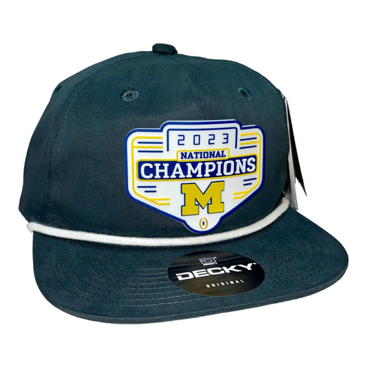 Michigan Wolverines 2023 National Champions 3D Classic Rope Hat- Charcoal/ White