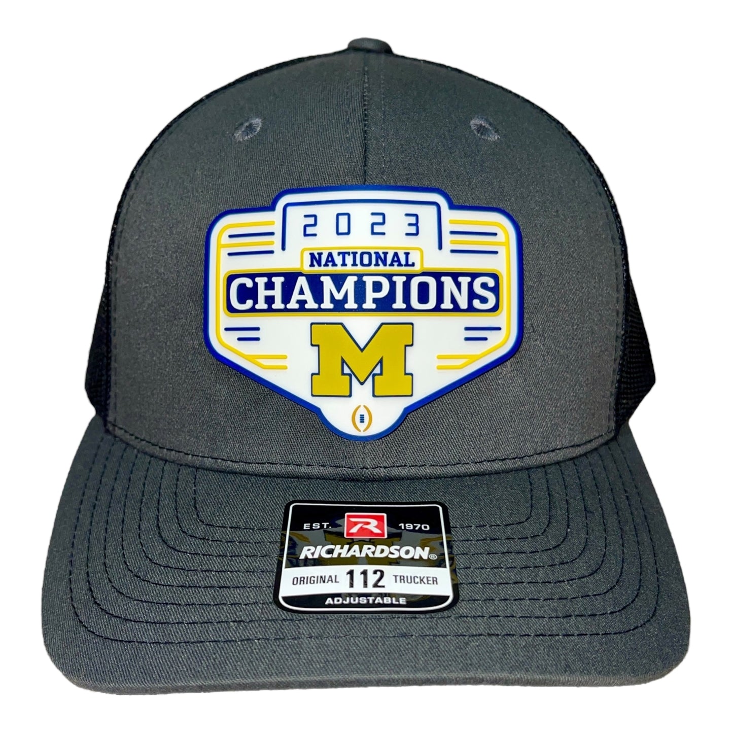 Michigan Wolverines 2023 National Champions 3D Snapback Trucker Hat- Charcoal/ Black