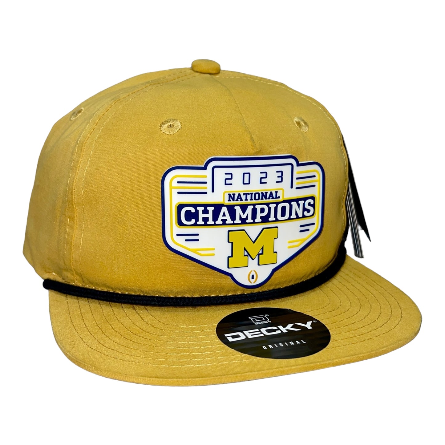 Michigan Wolverines 2023 National Champions 3D Classic Rope Hat- Biscuit/ Black