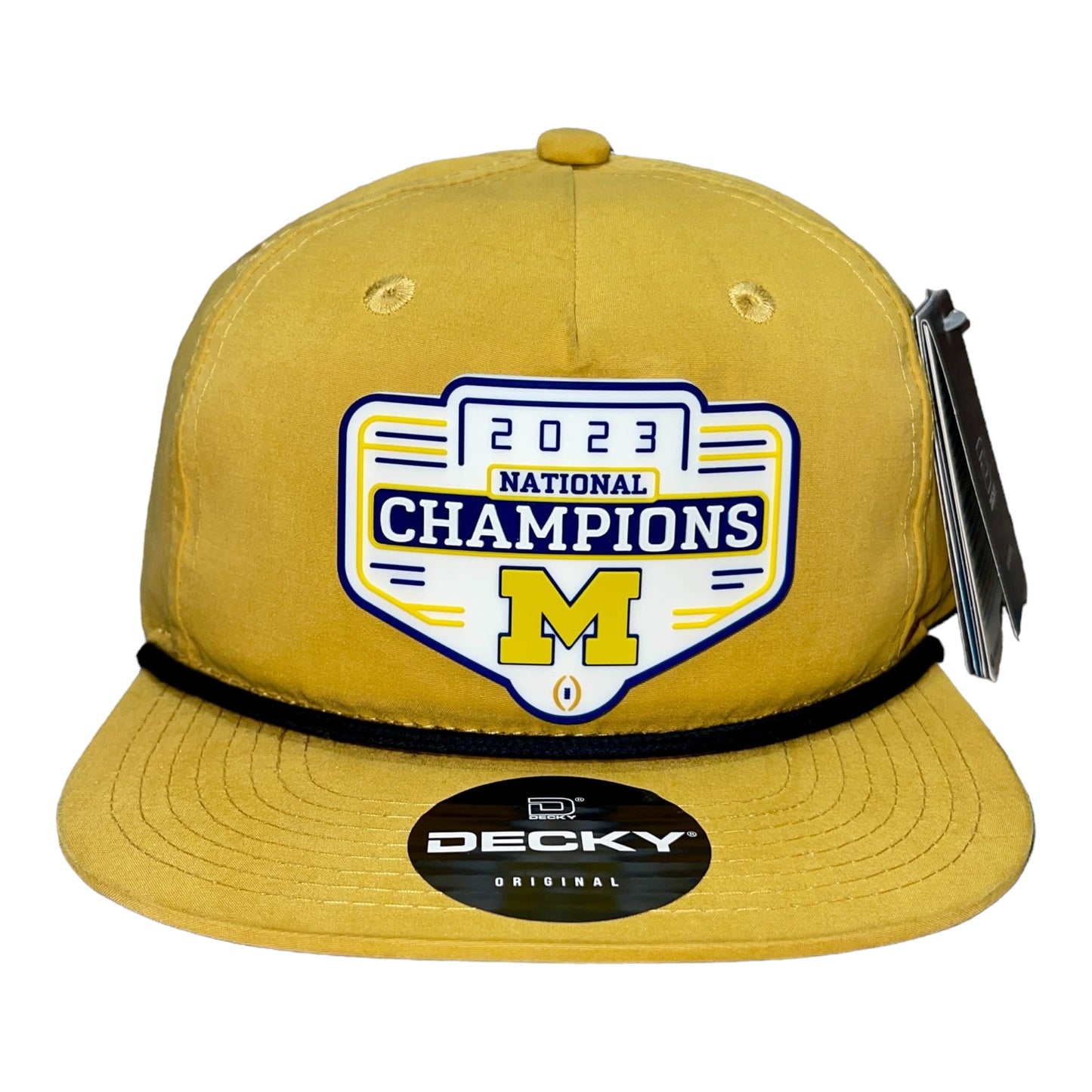 Michigan Wolverines 2023 National Champions 3D Classic Rope Hat- Biscuit/ Black