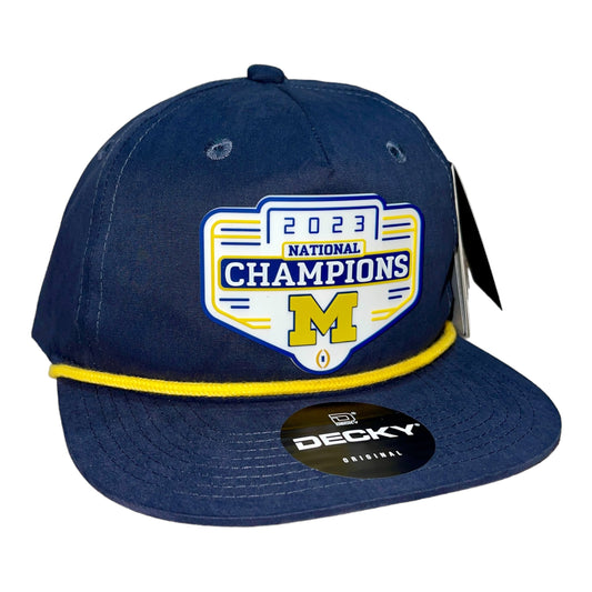 Michigan Wolverines 2023 National Champions 3D Classic Rope Hat- Navy/ Gold