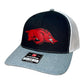 Arkansas Razorbacks Classic 3D Snapback Trucker Hat- Black/ White/ Heather Grey