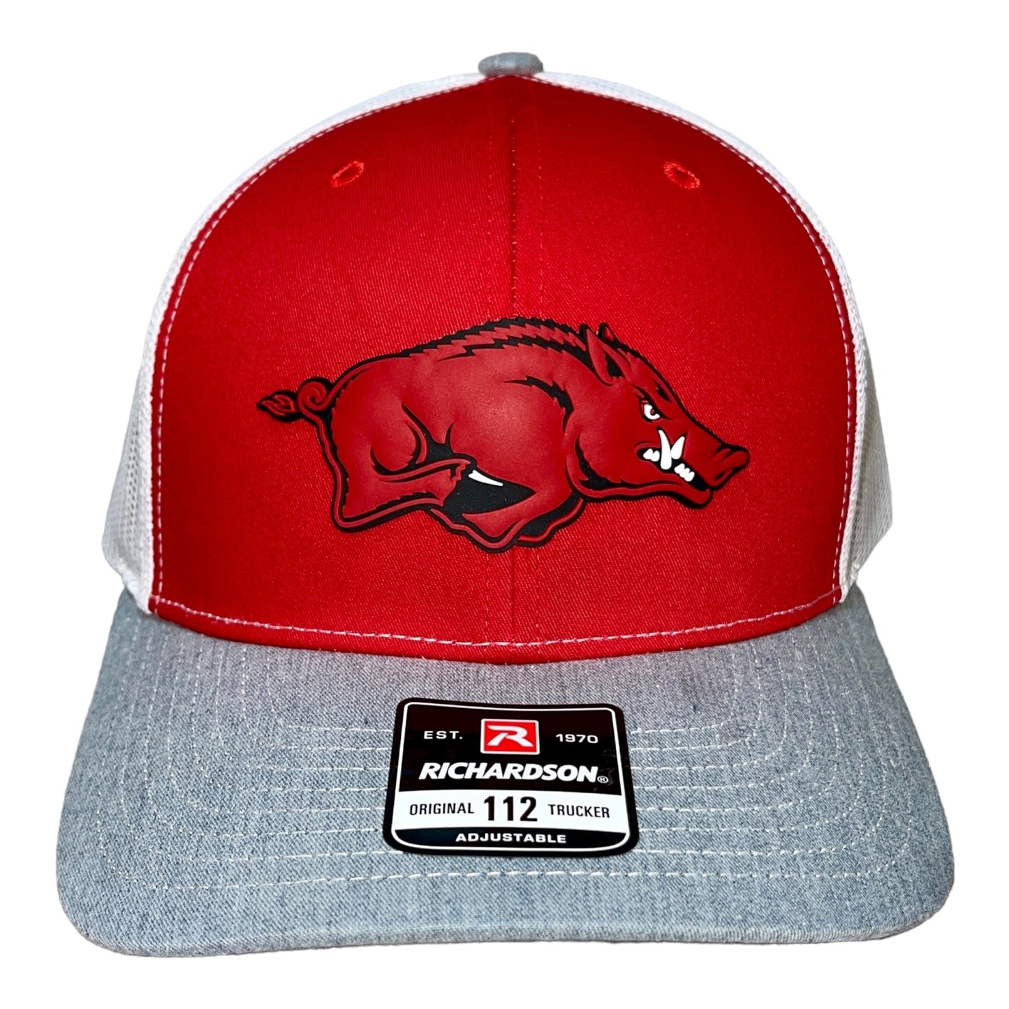 Arkansas Razorbacks Classic 3D Snapback Trucker Hat- Red/ White/ Heather Grey