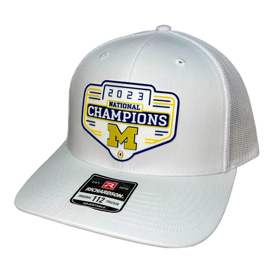 Michigan Wolverines 2023 National Champions 3D Snapback Trucker Hat- White