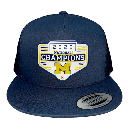 Wolverines 2023 National Champions 3D YP Snapback Flat Bill Trucker Hat- Navy