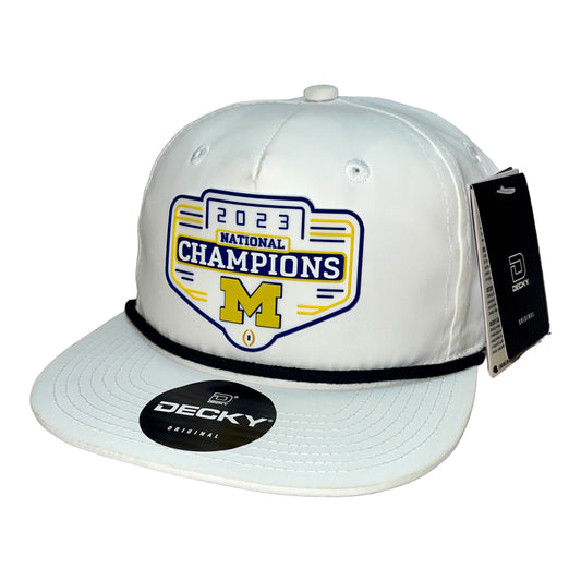 Michigan Wolverines 2023 National Champions 3D Classic Rope Hat- White/ Black