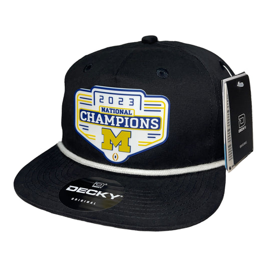 Michigan Wolverines 2023 National Champions 3D Classic Rope Hat- Black/ White