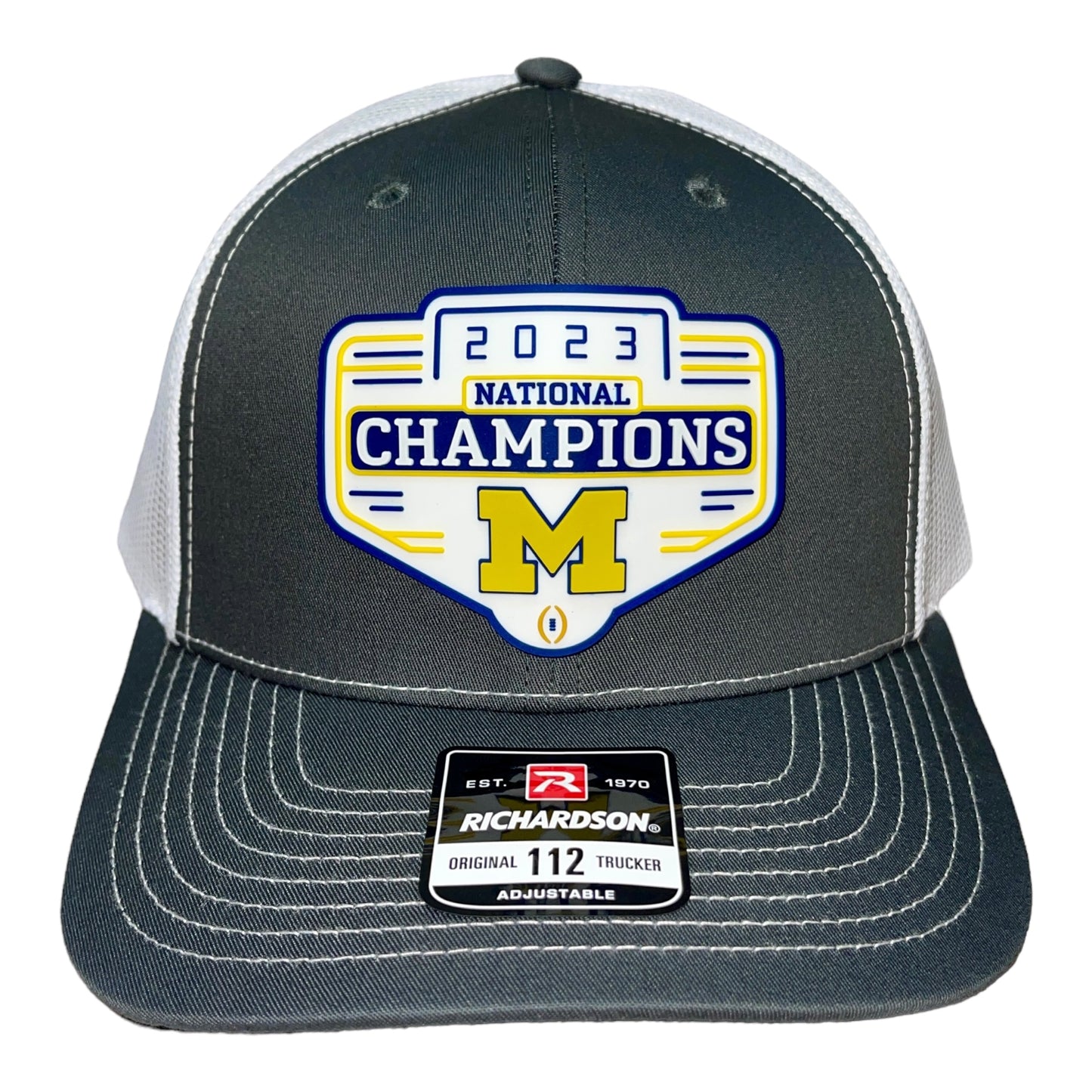 Michigan Wolverines 2023 National Champions 3D Snapback Trucker Hat- Charcoal/ White