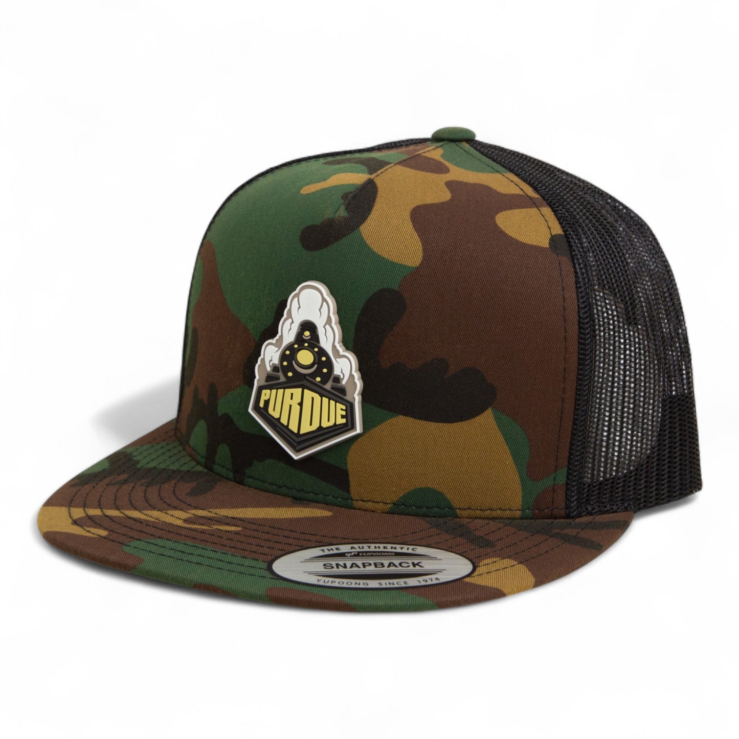 Purdue Boilermaker Special 3D YP Snapback Flat Bill Trucker Hat- Army Camo/ Black