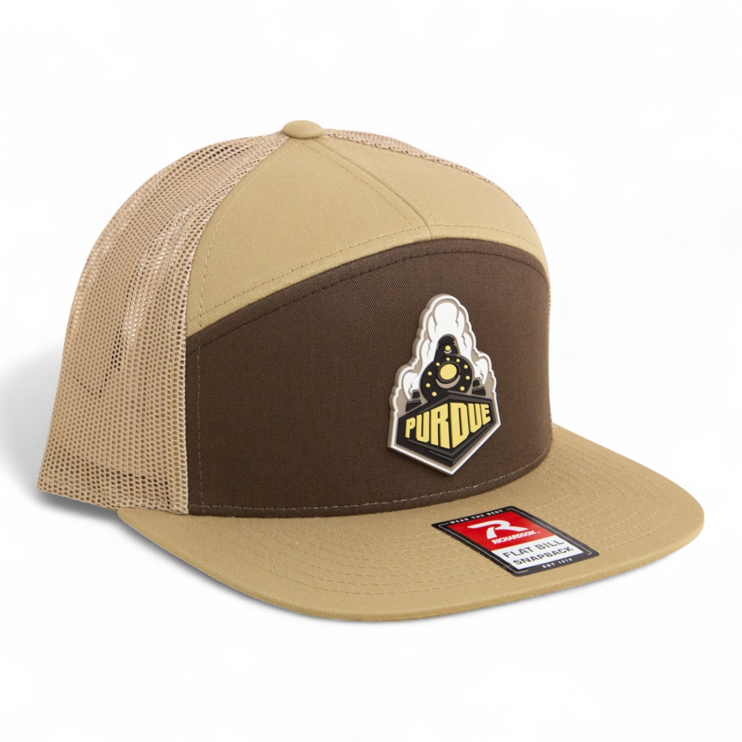 Purdue Boilermaker Special 3D Snapback Seven-Panel Flat Bill Trucker Hat- Brown/ Tan