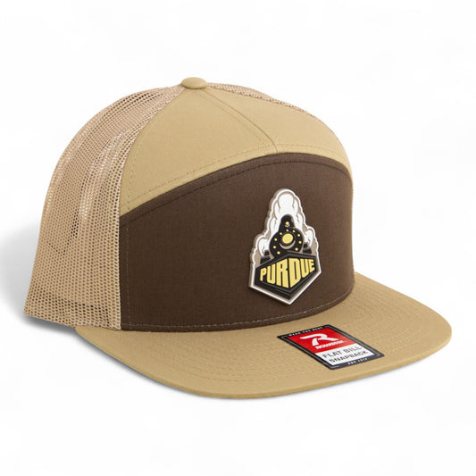 Purdue Boilermaker Special 3D Snapback Seven-Panel Flat Bill Trucker Hat- Brown/ Tan
