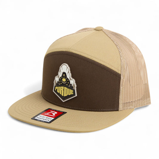 Purdue Boilermaker Special 3D Snapback Seven-Panel Flat Bill Trucker Hat- Brown/ Tan
