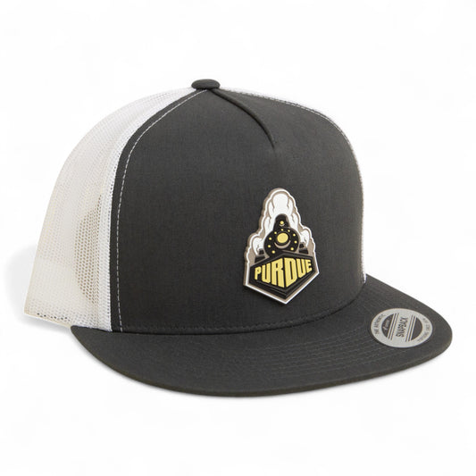 Purdue Boilermaker Special 3D YP Snapback Flat Bill Trucker Hat- Charcoal/ White