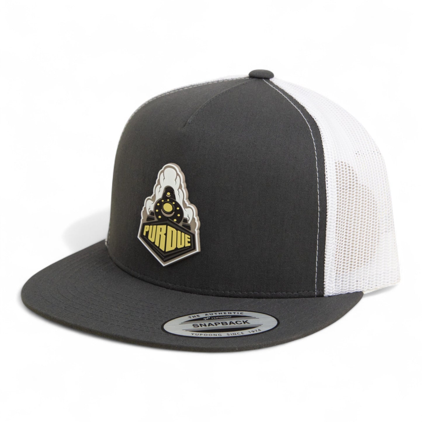 Purdue Boilermaker Special 3D YP Snapback Flat Bill Trucker Hat- Charcoal/ White
