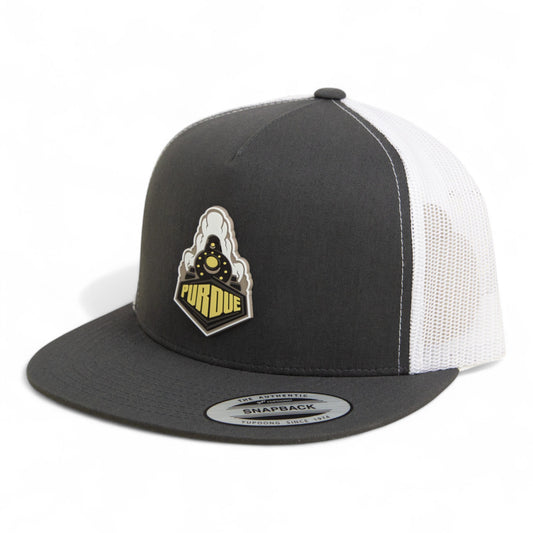 Purdue Boilermaker Special 3D YP Snapback Flat Bill Trucker Hat- Charcoal/ White