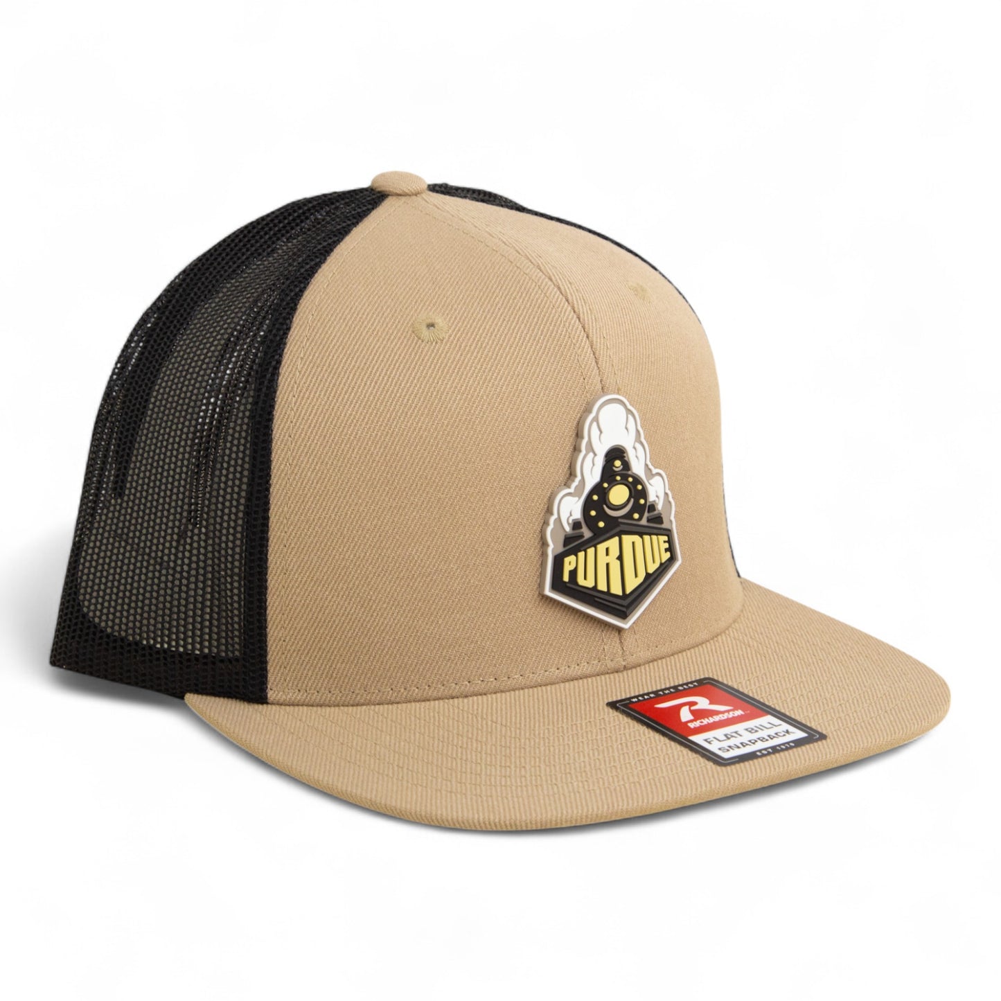 Purdue Boilermaker Special 3D Wool Blend Flat Bill Hat- Tan/ Black