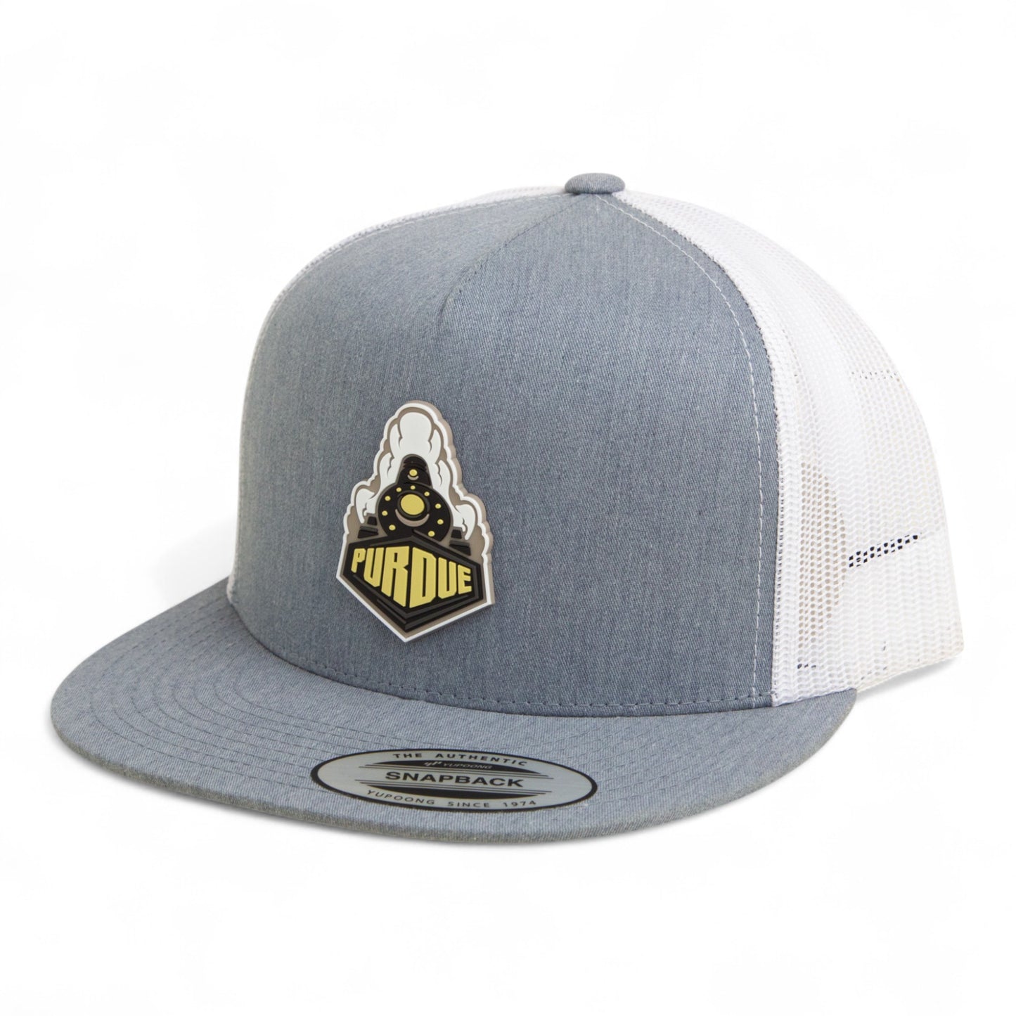 Purdue Boilermaker Special 3D YP Snapback Flat Bill Trucker Hat- Heather Grey/ White