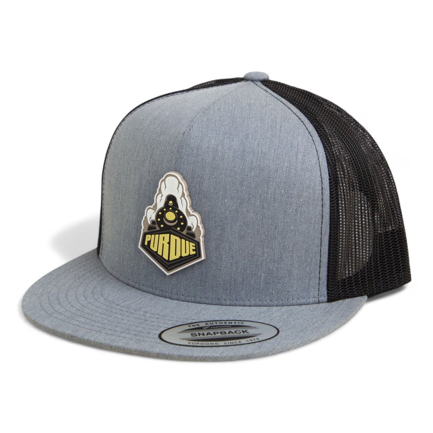 Purdue Boilermaker Special 3D YP Snapback Flat Bill Trucker Hat- Heather Grey/ Black