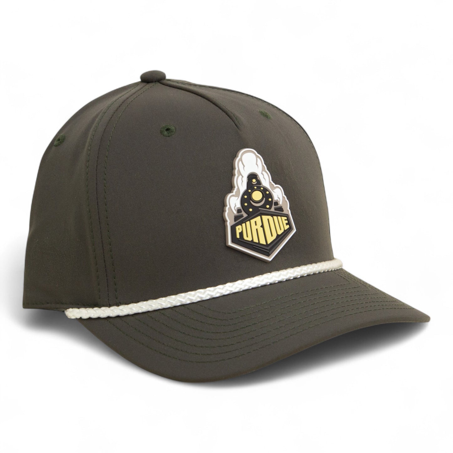 Purdue Boilermaker Special 3D Five Panel Classic Rope Hat- Dark Olive Green/ White