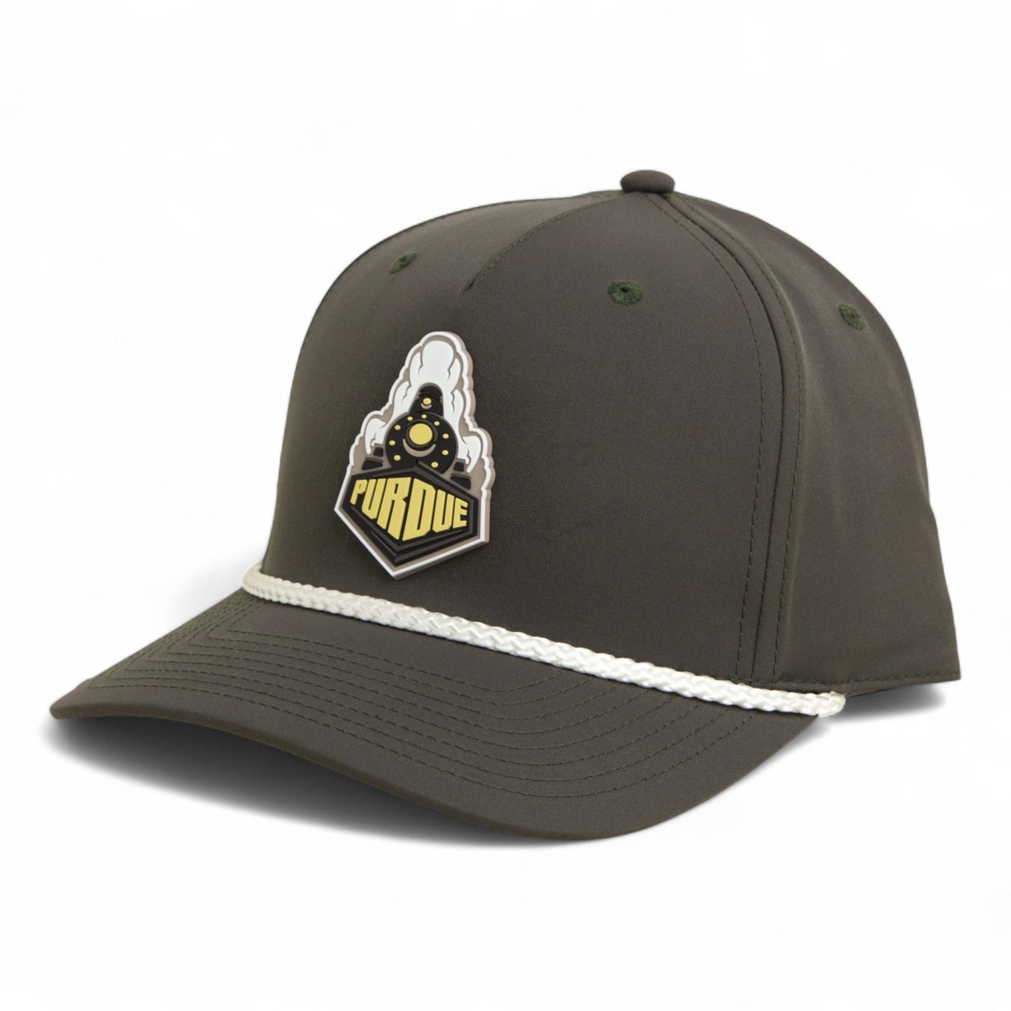 Purdue Boilermaker Special 3D Five Panel Classic Rope Hat- Dark Olive Green/ White